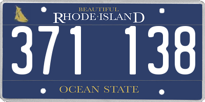 RI license plate 371138