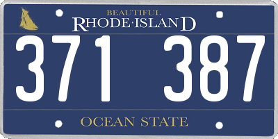 RI license plate 371387