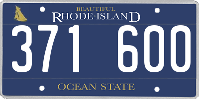 RI license plate 371600