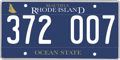 RI license plate 372007