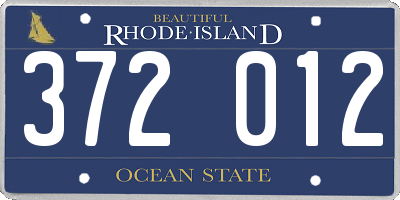 RI license plate 372012