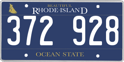 RI license plate 372928