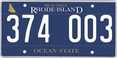 RI license plate 374003