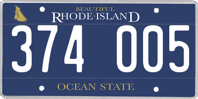 RI license plate 374005