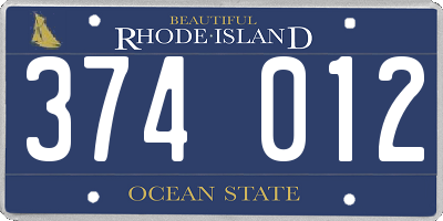 RI license plate 374012