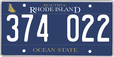 RI license plate 374022
