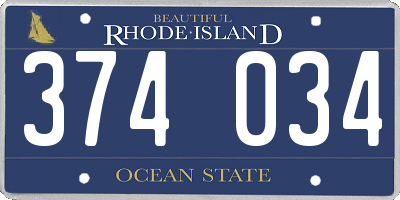 RI license plate 374034