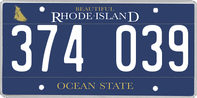 RI license plate 374039