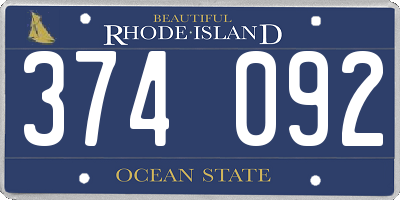 RI license plate 374092