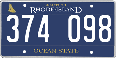 RI license plate 374098