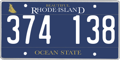 RI license plate 374138