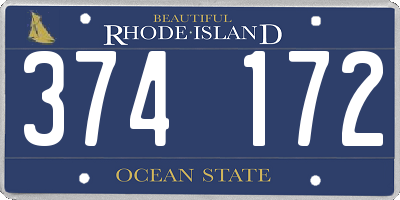 RI license plate 374172