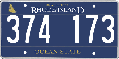 RI license plate 374173