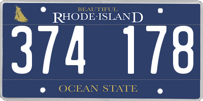 RI license plate 374178