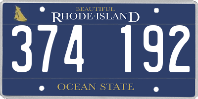RI license plate 374192