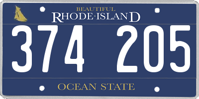 RI license plate 374205