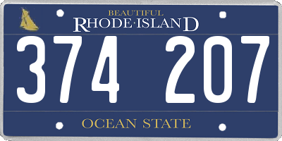 RI license plate 374207