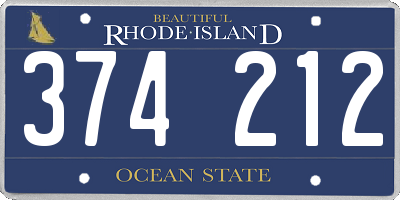 RI license plate 374212
