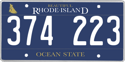 RI license plate 374223