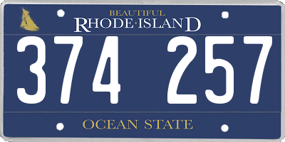 RI license plate 374257