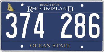 RI license plate 374286