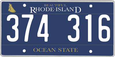 RI license plate 374316