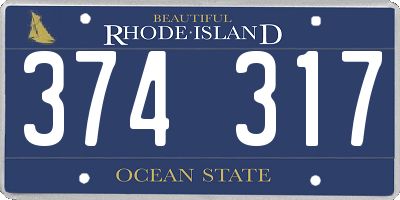 RI license plate 374317