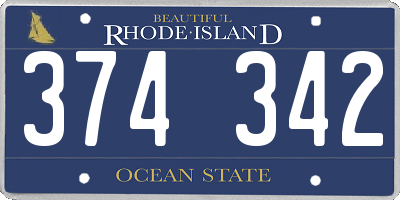 RI license plate 374342