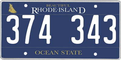 RI license plate 374343