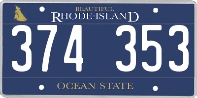 RI license plate 374353