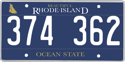 RI license plate 374362
