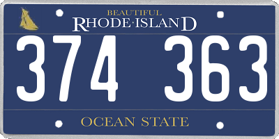 RI license plate 374363
