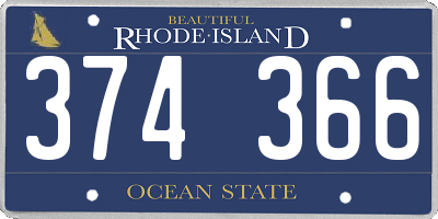 RI license plate 374366