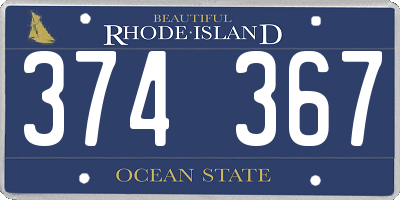 RI license plate 374367