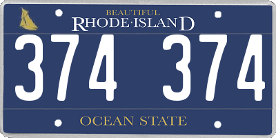 RI license plate 374374