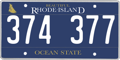 RI license plate 374377