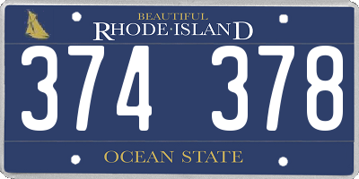 RI license plate 374378