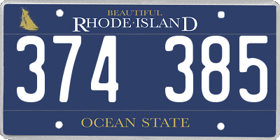 RI license plate 374385