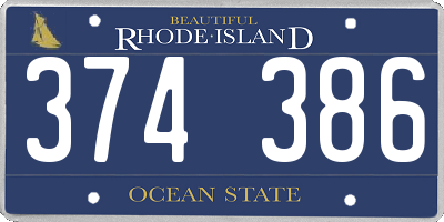 RI license plate 374386