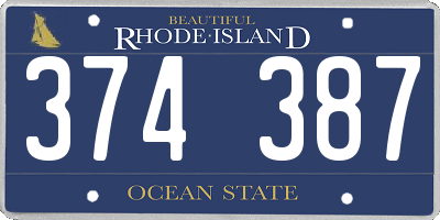RI license plate 374387