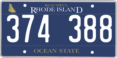 RI license plate 374388