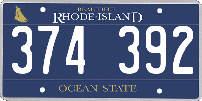 RI license plate 374392