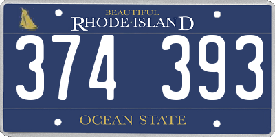 RI license plate 374393