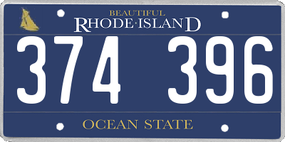 RI license plate 374396