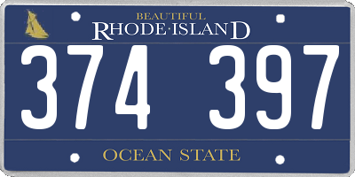 RI license plate 374397