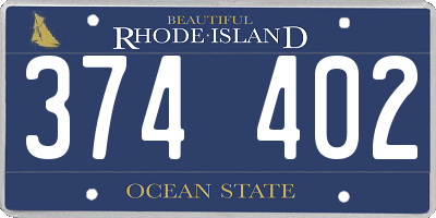 RI license plate 374402