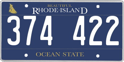 RI license plate 374422