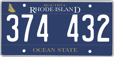 RI license plate 374432