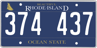 RI license plate 374437