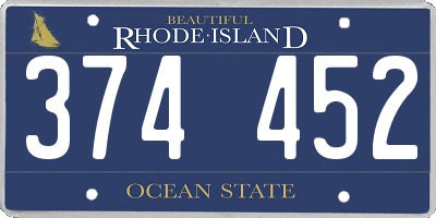 RI license plate 374452